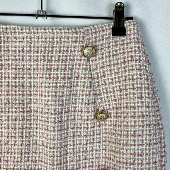 Boutique Light Pink & White Plaid Tweed Six Button Mini Skirt XS - Picture 3 of 3